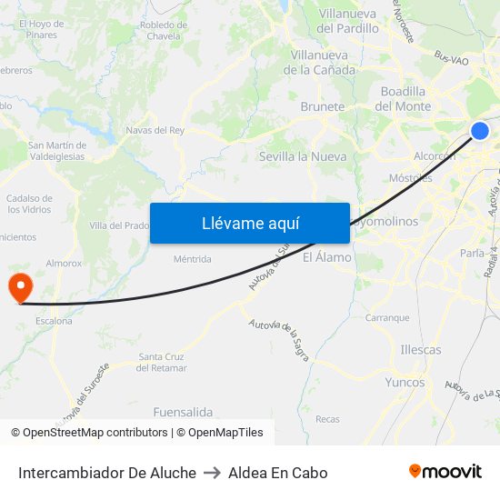 Intercambiador De Aluche to Aldea En Cabo map
