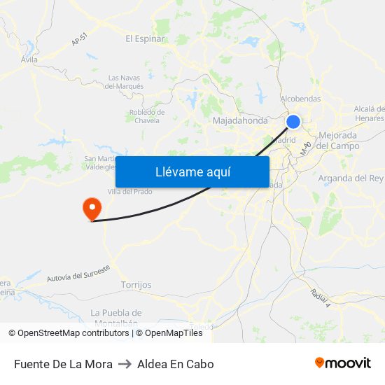 Fuente De La Mora to Aldea En Cabo map