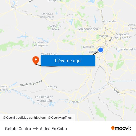 Getafe Centro to Aldea En Cabo map