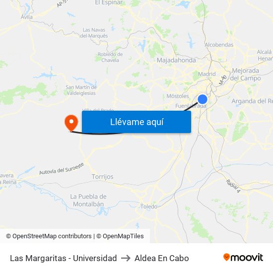 Las Margaritas - Universidad to Aldea En Cabo map