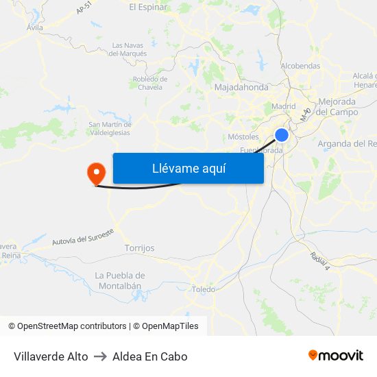 Villaverde Alto to Aldea En Cabo map