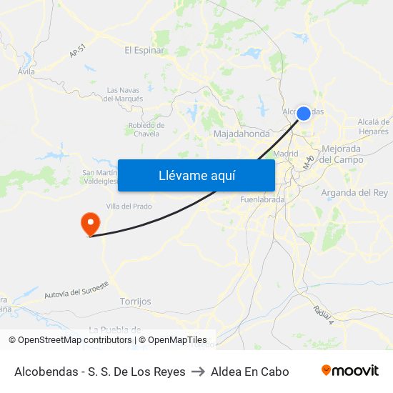 Alcobendas - S. S. De Los Reyes to Aldea En Cabo map