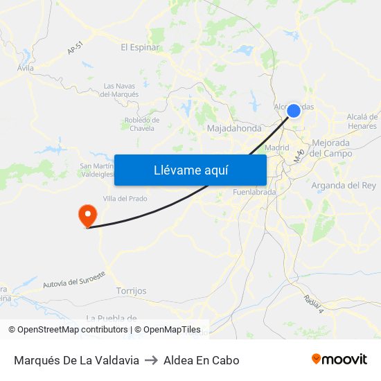 Marqués De La Valdavia to Aldea En Cabo map