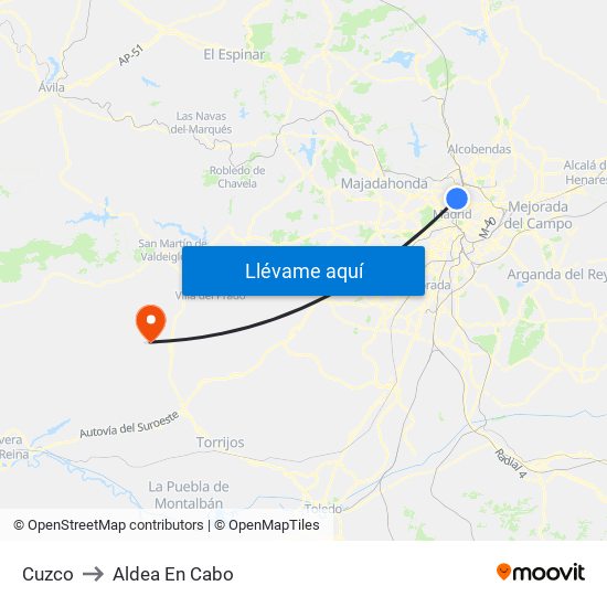 Cuzco to Aldea En Cabo map