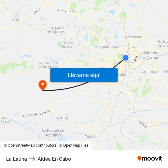 La Latina to Aldea En Cabo map