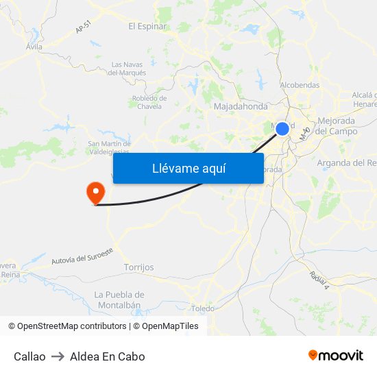 Callao to Aldea En Cabo map