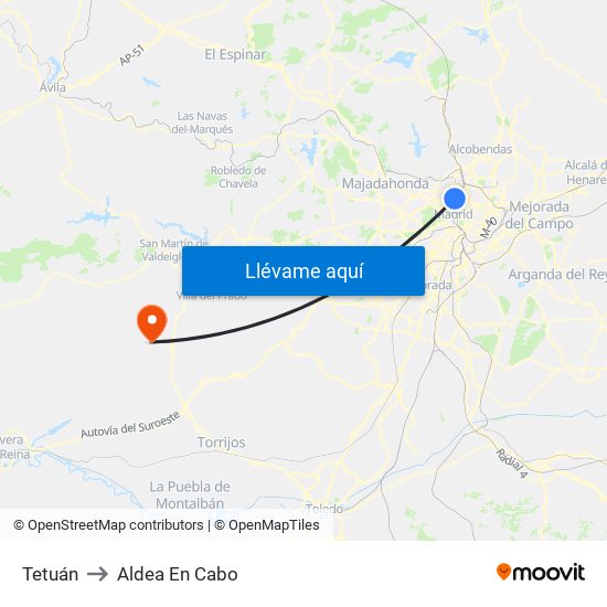 Tetuán to Aldea En Cabo map