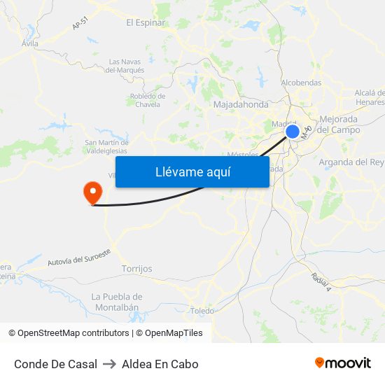 Conde De Casal to Aldea En Cabo map