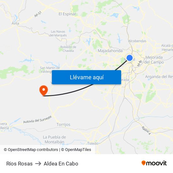 Ríos Rosas to Aldea En Cabo map
