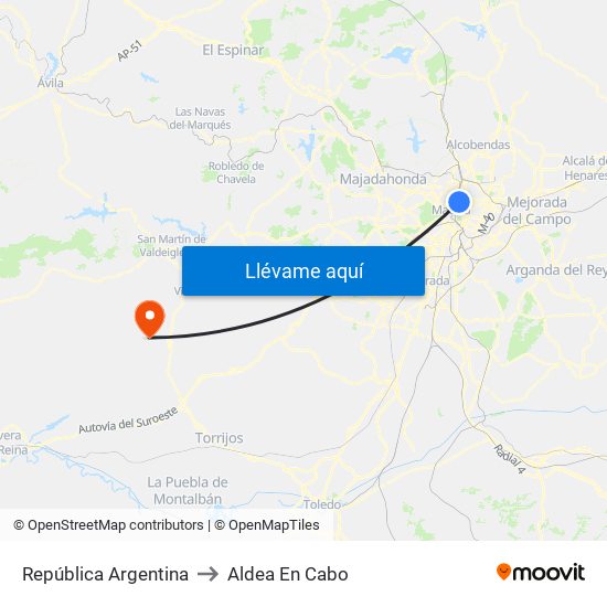 República Argentina to Aldea En Cabo map