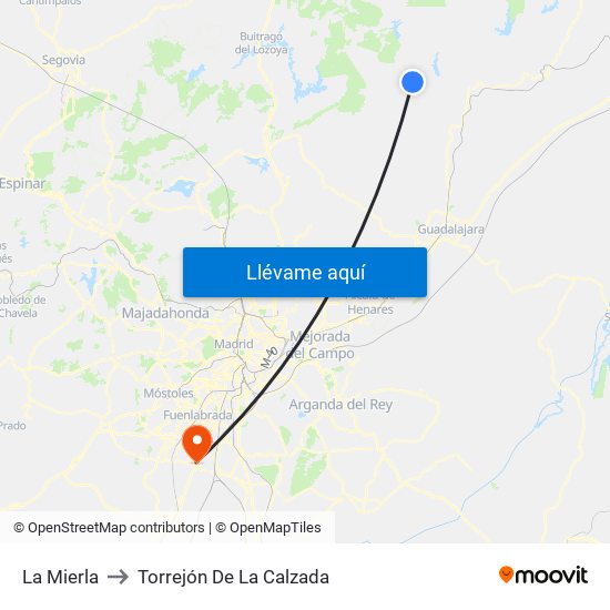 La Mierla to Torrejón De La Calzada map