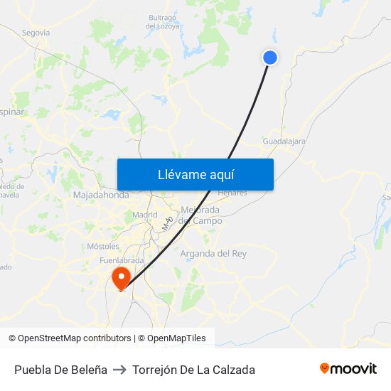 Puebla De Beleña to Torrejón De La Calzada map