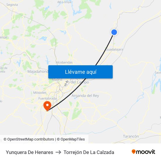 Yunquera De Henares to Torrejón De La Calzada map
