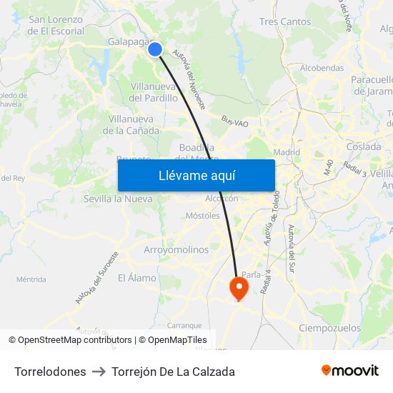 Torrelodones to Torrejón De La Calzada map