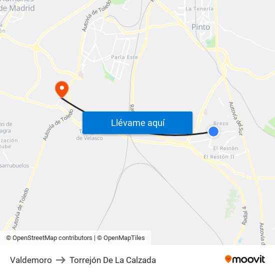 Valdemoro to Torrejón De La Calzada map