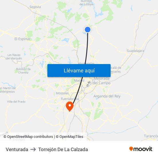 Venturada to Torrejón De La Calzada map