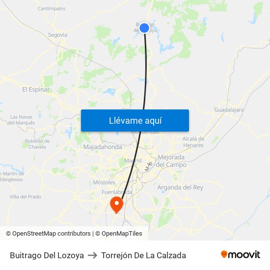 Buitrago Del Lozoya to Torrejón De La Calzada map