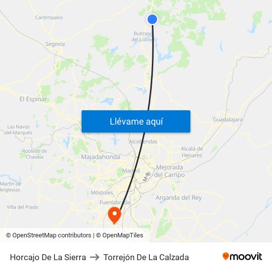 Horcajo De La Sierra to Torrejón De La Calzada map