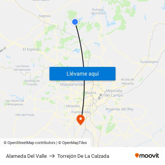 Alameda Del Valle to Torrejón De La Calzada map