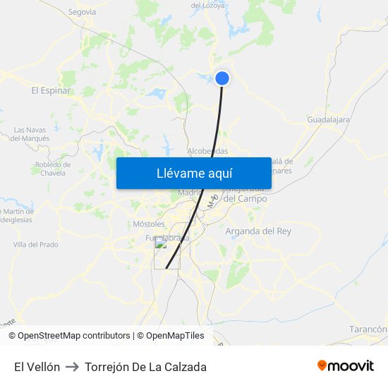 El Vellón to Torrejón De La Calzada map
