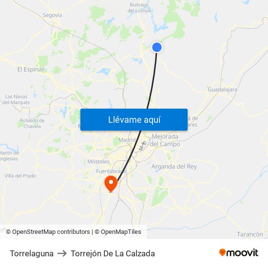 Torrelaguna to Torrejón De La Calzada map