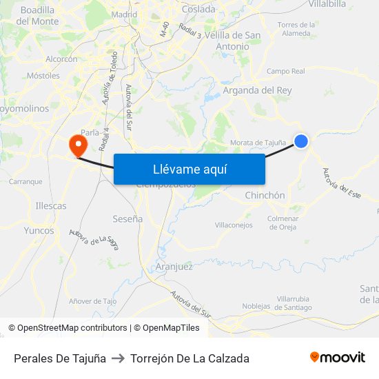 Perales De Tajuña to Torrejón De La Calzada map