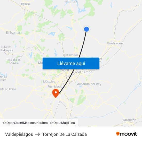 Valdepiélagos to Torrejón De La Calzada map