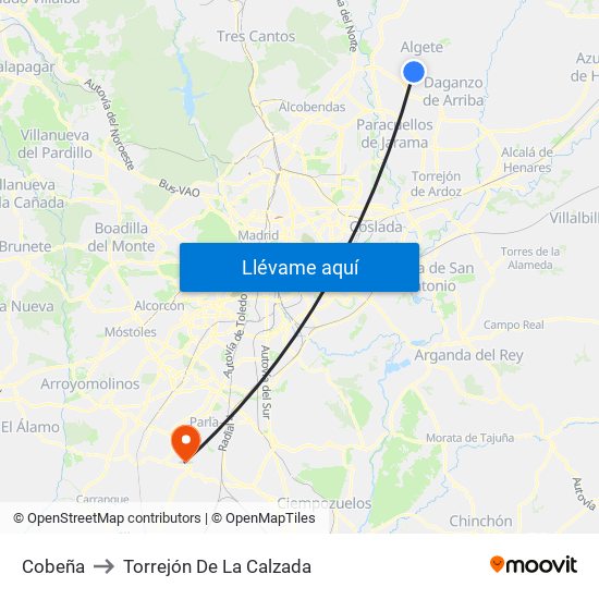 Cobeña to Torrejón De La Calzada map