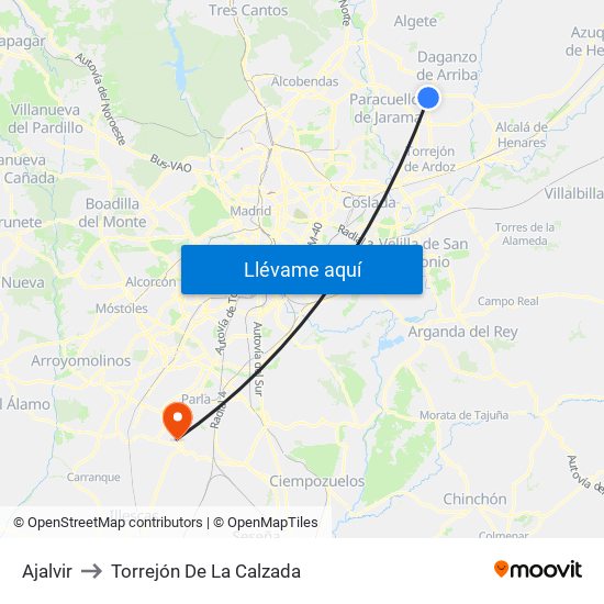 Ajalvir to Torrejón De La Calzada map