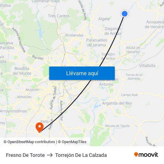 Fresno De Torote to Torrejón De La Calzada map
