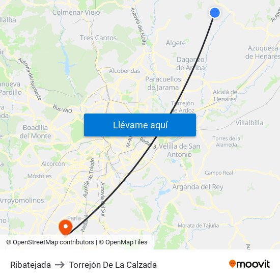 Ribatejada to Torrejón De La Calzada map