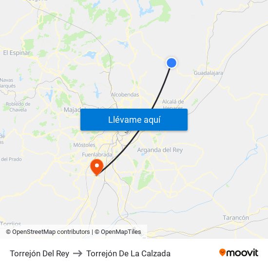 Torrejón Del Rey to Torrejón De La Calzada map