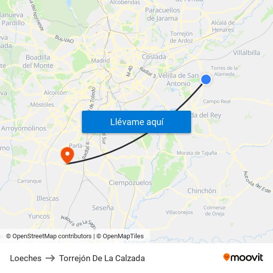 Loeches to Torrejón De La Calzada map