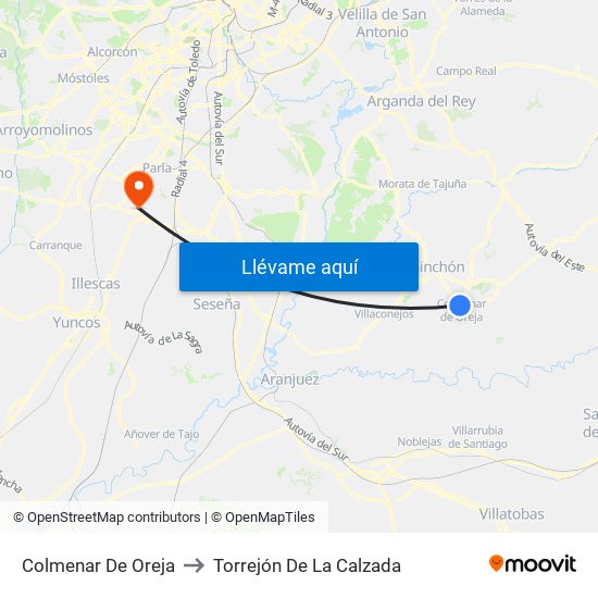 Colmenar De Oreja to Torrejón De La Calzada map