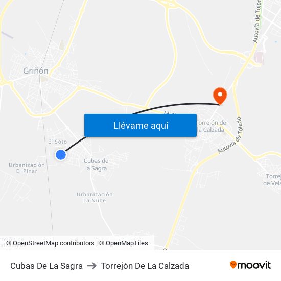 Cubas De La Sagra to Torrejón De La Calzada map