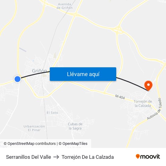 Serranillos Del Valle to Torrejón De La Calzada map