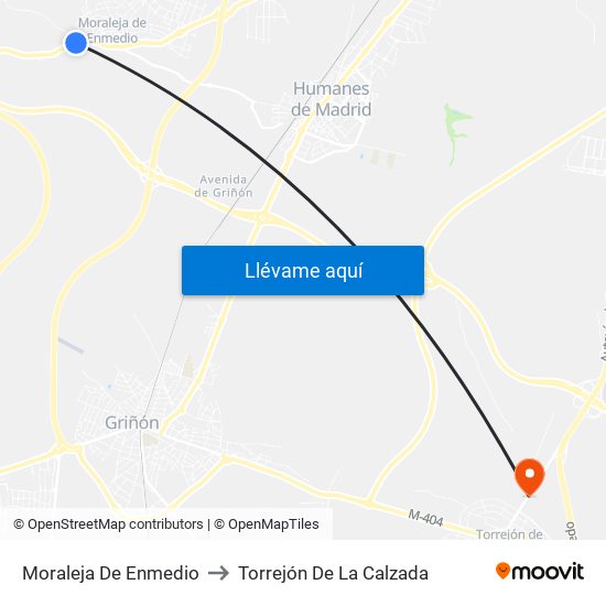 Moraleja De Enmedio to Torrejón De La Calzada map