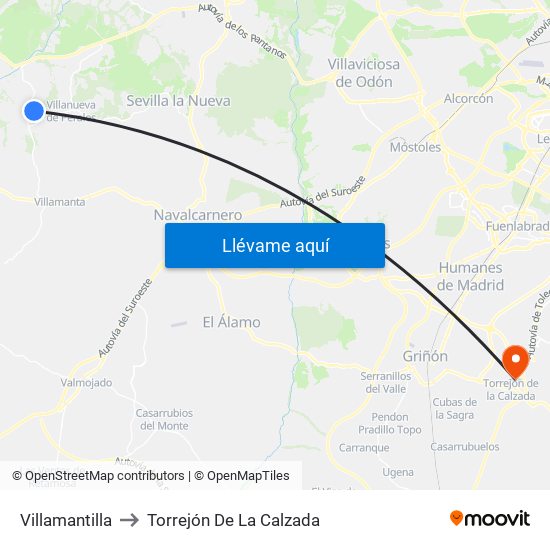 Villamantilla to Torrejón De La Calzada map