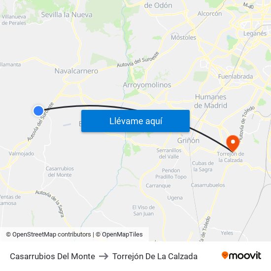 Casarrubios Del Monte to Torrejón De La Calzada map