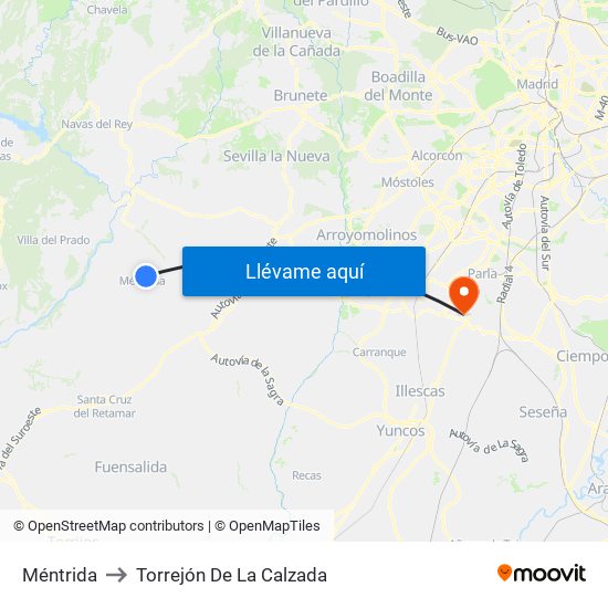 Méntrida to Torrejón De La Calzada map