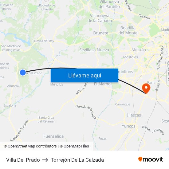 Villa Del Prado to Torrejón De La Calzada map