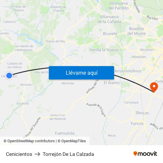 Cenicientos to Torrejón De La Calzada map