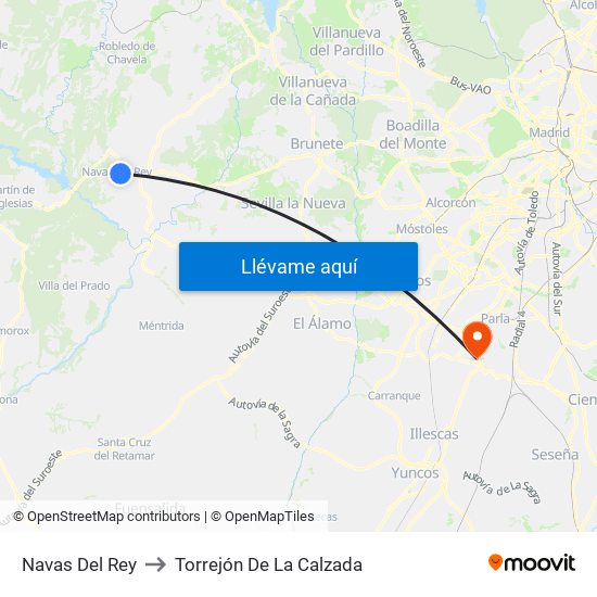 Navas Del Rey to Torrejón De La Calzada map