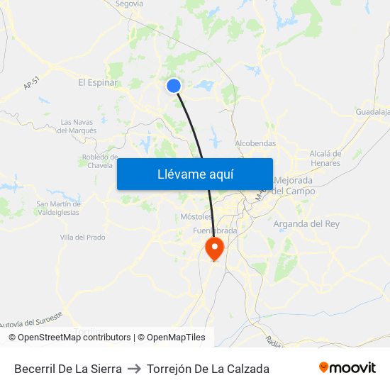 Becerril De La Sierra to Torrejón De La Calzada map