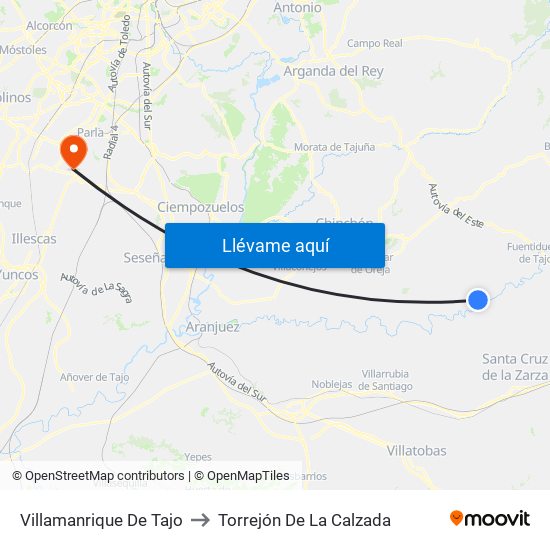 Villamanrique De Tajo to Torrejón De La Calzada map