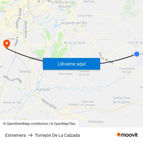 Estremera to Torrejón De La Calzada map