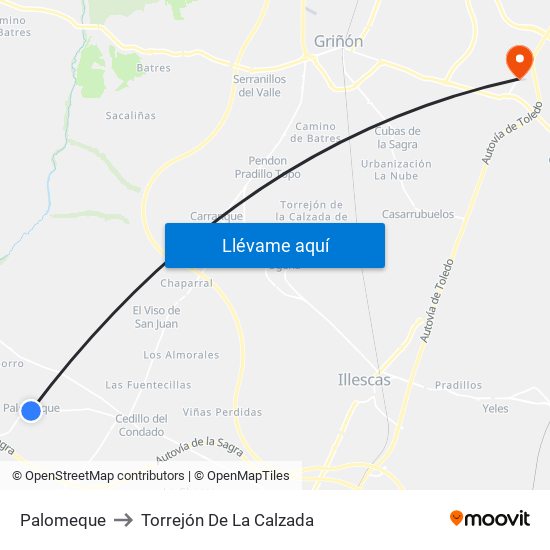 Palomeque to Torrejón De La Calzada map