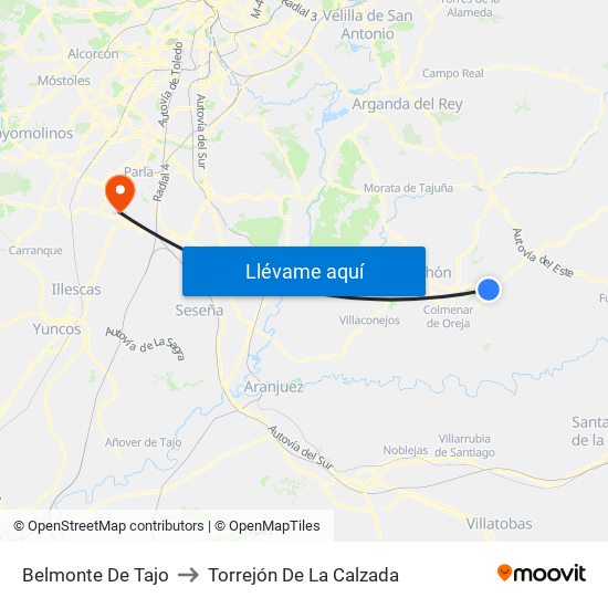 Belmonte De Tajo to Torrejón De La Calzada map