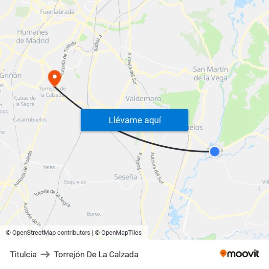 Titulcia to Torrejón De La Calzada map