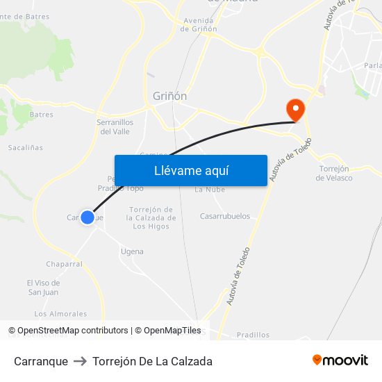 Carranque to Torrejón De La Calzada map